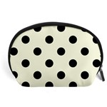 Polka Dots - Black on Beige Accessory Pouch (Large)