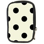 Polka Dots - Black on Beige Compact Camera Leather Case