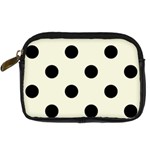 Polka Dots - Black on Beige Digital Camera Leather Case