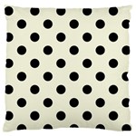 Polka Dots - Black on Beige Large Flano Cushion Case (One Side)