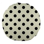 Polka Dots - Black on Beige Large 18  Premium Round Cushion