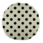 Polka Dots - Black on Beige Large 18  Premium Flano Round Cushion