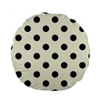 Polka Dots - Black on Beige Standard 15  Premium Round Cushion