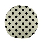 Polka Dots - Black on Beige Standard 15  Premium Flano Round Cushion