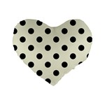 Polka Dots - Black on Beige Standard 16  Premium Heart Shape Cushion