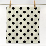 Polka Dots - Black on Beige Face Towel