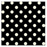 Polka Dots - Beige on Black Large Satin Scarf (Square)