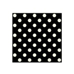 Polka Dots - Beige on Black Satin Bandana Scarf