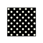 Polka Dots - Beige on Black Satin Bandana Scarf