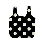 Polka Dots - Beige on Black Full Print Recycle Bag (S)