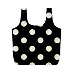 Polka Dots - Beige on Black Full Print Recycle Bag (M)