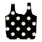Polka Dots - Beige on Black Full Print Recycle Bag (L)