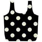 Polka Dots - Beige on Black Full Print Recycle Bag (XL)