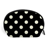 Polka Dots - Beige on Black Accessory Pouch (Large)