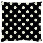 Polka Dots - Beige on Black Large Flano Cushion Case (One Side)