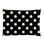 Polka Dots - Beige on Black Pillow Case (One Side)