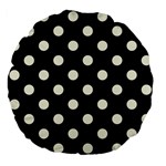 Polka Dots - Beige on Black Large 18  Premium Flano Round Cushion