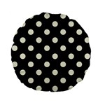 Polka Dots - Beige on Black Standard 15  Premium Flano Round Cushion