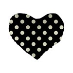 Polka Dots - Beige on Black Standard 16  Premium Flano Heart Shape Cushion