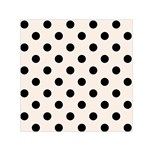 Polka Dots - Black on Linen Small Satin Scarf  (Square)