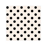 Polka Dots - Black on Linen Small Satin Scarf  (Square)