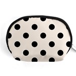 Polka Dots - Black on Linen Accessory Pouch (Medium)