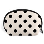 Polka Dots - Black on Linen Accessory Pouch (Large)