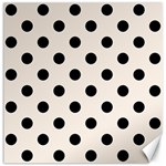 Polka Dots - Black on Linen Canvas 12  x 12 