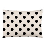 Polka Dots - Black on Linen Pillow Case (One Side)