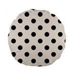 Polka Dots - Black on Linen Standard 15  Premium Round Cushion