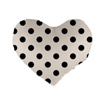 Polka Dots - Black on Linen Standard 16  Premium Heart Shape Cushion