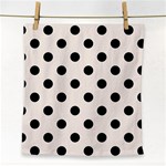 Polka Dots - Black on Linen Face Towel