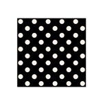 Polka Dots - Linen on Black Satin Bandana Scarf
