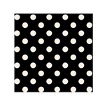 Polka Dots - Linen on Black Small Satin Scarf  (Square)
