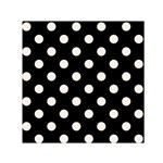 Polka Dots - Linen on Black Small Satin Scarf  (Square)