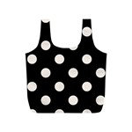 Polka Dots - Linen on Black Full Print Recycle Bag (S)