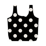 Polka Dots - Linen on Black Full Print Recycle Bag (M)