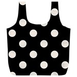 Polka Dots - Linen on Black Full Print Recycle Bag (XL)