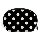 Polka Dots - Linen on Black Accessory Pouch (Large)