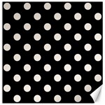 Polka Dots - Linen on Black Canvas 12  x 12 