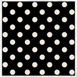 Polka Dots - Linen on Black Canvas 12  x 12 