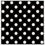 Polka Dots - Linen on Black Canvas 12  x 12 