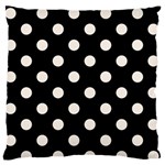 Polka Dots - Linen on Black Large Flano Cushion Case (One Side)