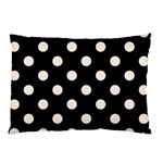 Polka Dots - Linen on Black Pillow Case (One Side)