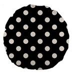 Polka Dots - Linen on Black Large 18  Premium Round Cushion