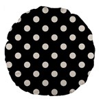 Polka Dots - Linen on Black Large 18  Premium Flano Round Cushion