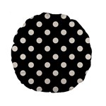 Polka Dots - Linen on Black Standard 15  Premium Flano Round Cushion