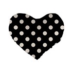 Polka Dots - Linen on Black Standard 16  Premium Heart Shape Cushion