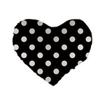 Polka Dots - Linen on Black Standard 16  Premium Flano Heart Shape Cushion