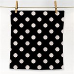 Polka Dots - Linen on Black Face Towel